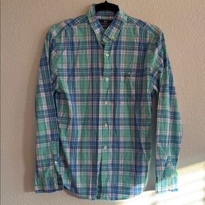 Vineyard Vines Men’s Plaid Button-Down Shirt – Size M – Green Blue Pink